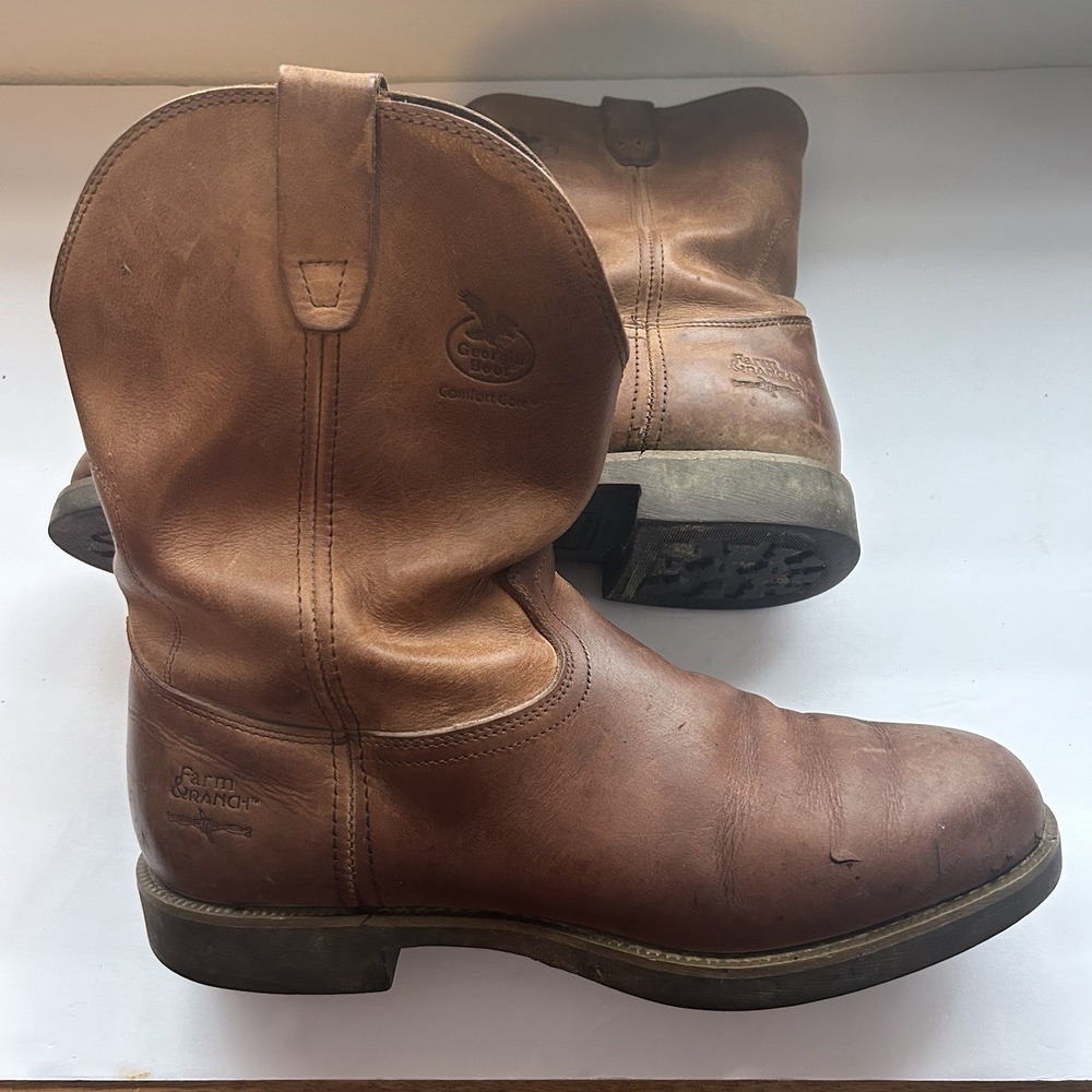 Georgia Boot Farm & Ranch Wellington Mens 13D Brown Good Work Boots G5814